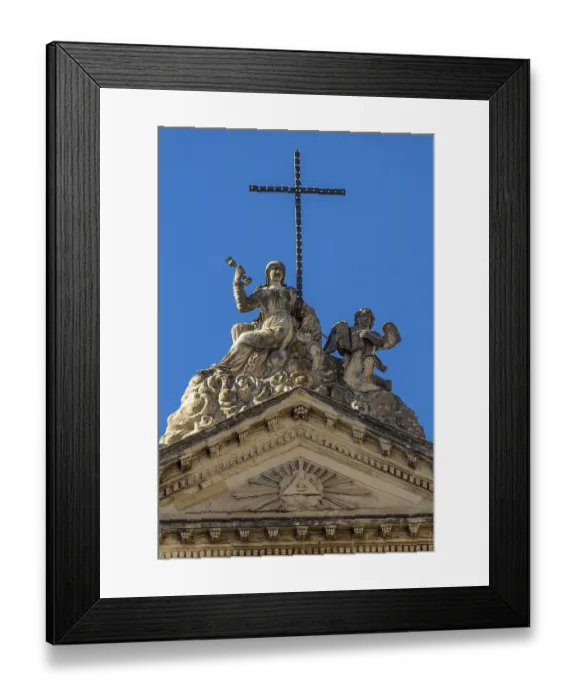Framed Print : Detail of a statue in a Sicilian baroque church