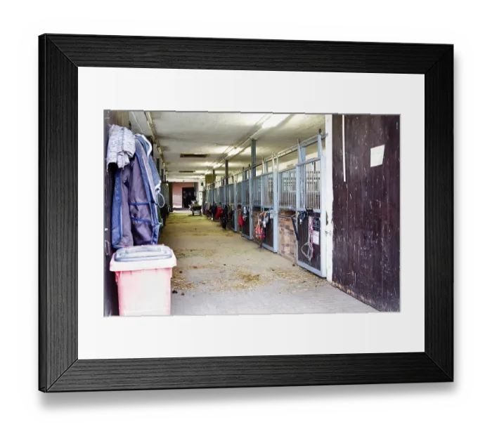 Framed Print : Inside of horse stable in Germany Framed Print : Inside of horse stable in Germany