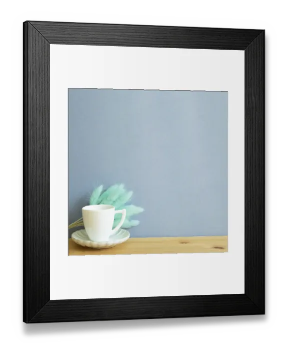 Framed Print : Coffee cup with Lagurus ovatus dry grass on wooden table Framed Print : Coffee cup with Lagurus ovatus dry grass on wooden table