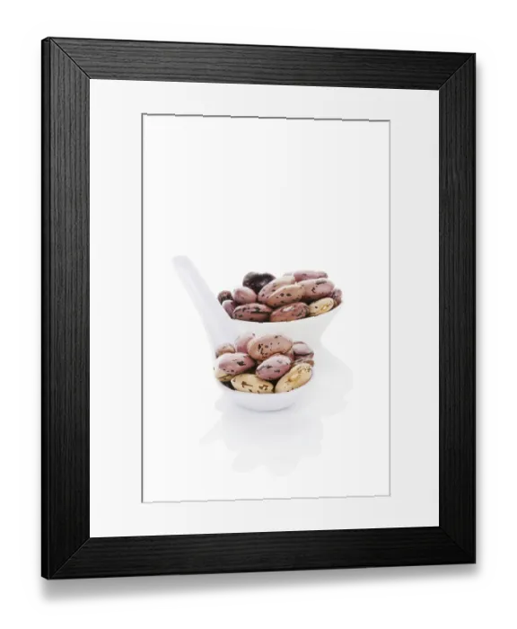 Framed Print : Pinto beans on white spoon isolated on white background Framed Print : Pinto beans on white spoon isolated on white background