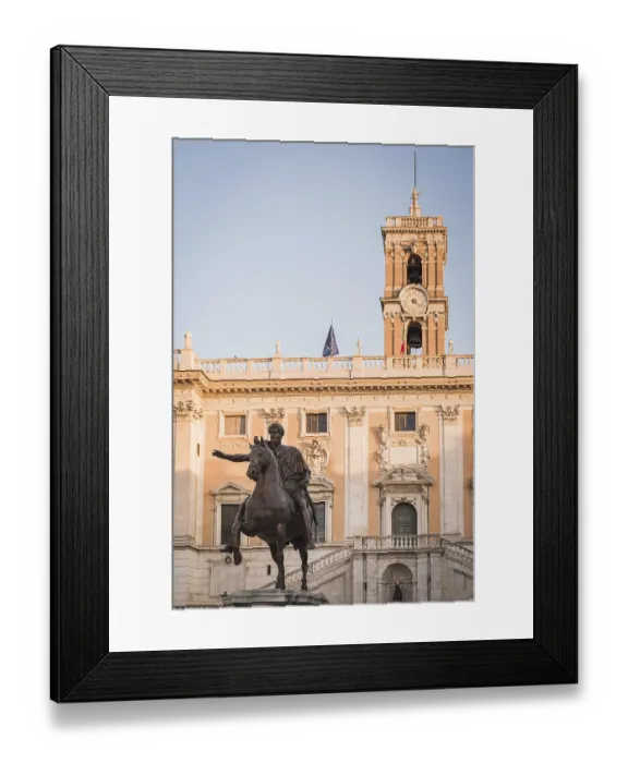 Framed Print : Statue and building dedicated to CLEMENTI VIII PONT MAX in Rome Italy