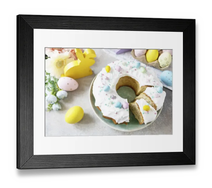 Framed Print : Happy Easter holidays, tasty dessert Framed Print : Happy Easter holidays, tasty dessert