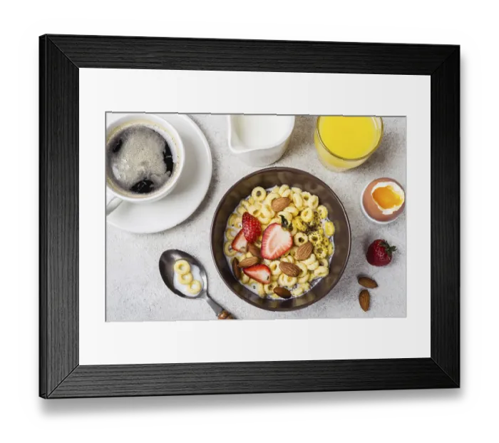 Framed Print : Bowl with cereal rings cheerios Framed Print : Bowl with cereal rings cheerios