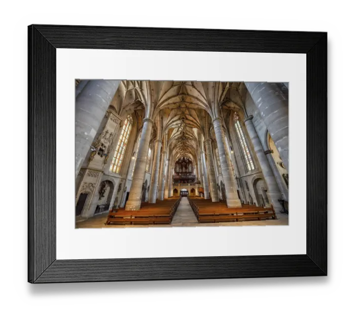 Framed Print : Interior view of the Heilig-Kreuz-Munster in Schwabisch Gmund with its net vault
