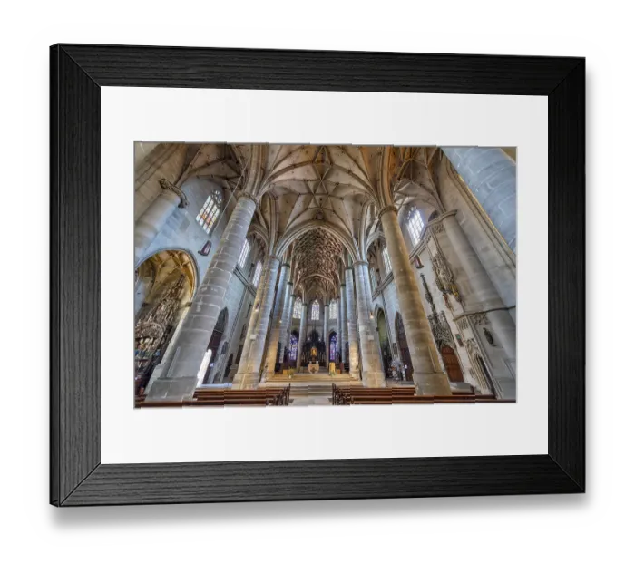 Framed Print : Interior view of the Heilig-Kreuz-Munster in Schwabisch Gmund with its net vault