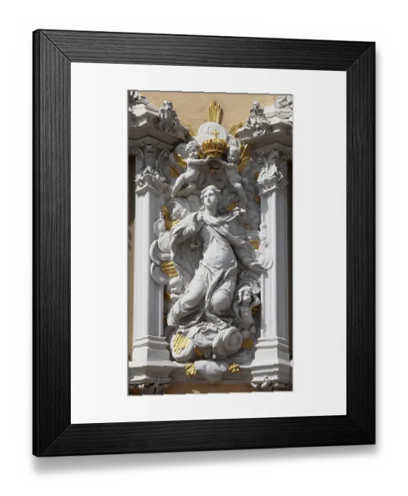 Framed Print : Virgin Mary, House of Falcon, the finest Rococo style building in Wurzburg
