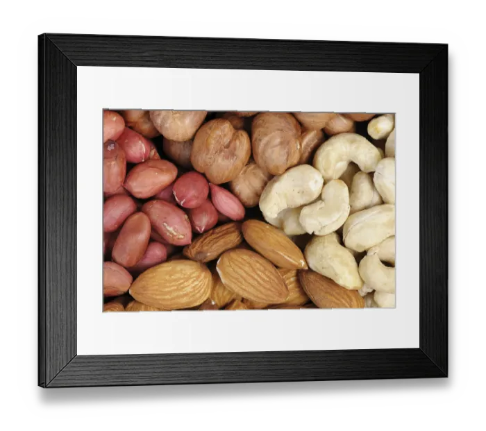 Framed Print : Set of nuts - peanuts, cashews, almonds, walnuts Framed Print : Set of nuts - peanuts, cashews, almonds, walnuts