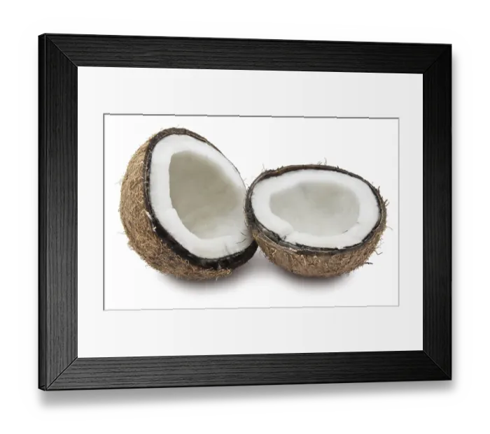 Framed Print : Perfect fresh coconut isolated on white background Framed Print : Perfect fresh coconut isolated on white background
