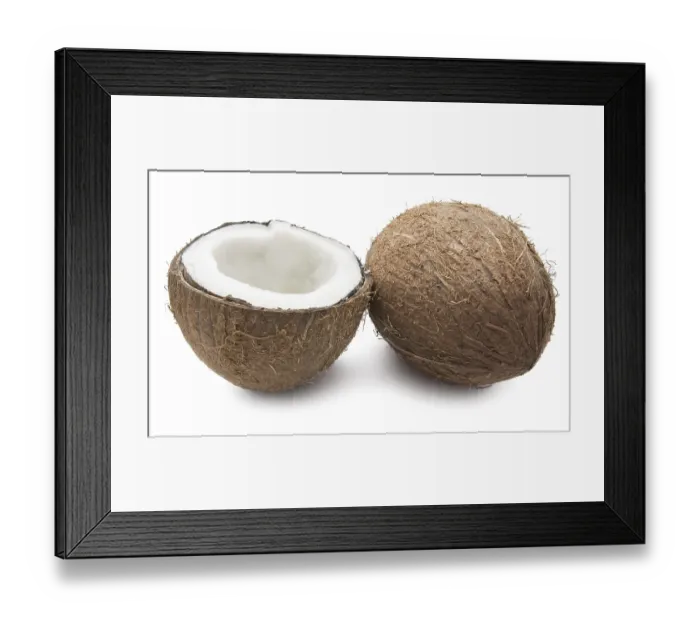Framed Print : Perfect fresh coconut isolated on white background