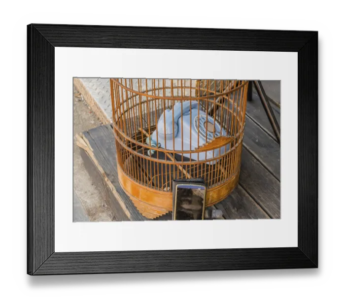 Framed Print : Modern but dirty smart phone sitting outside Framed Print : Modern but dirty smart phone sitting outside