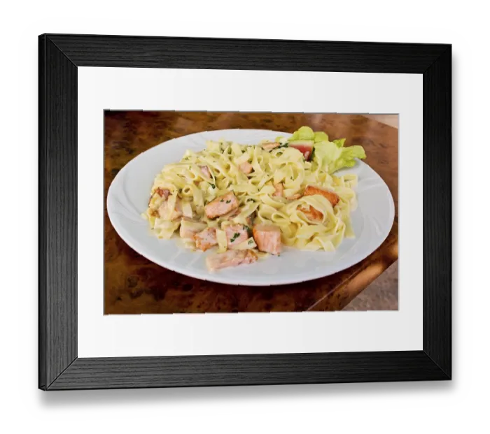 Framed Print : Pasta, tagliatelle with salmon Framed Print : Pasta, tagliatelle with salmon