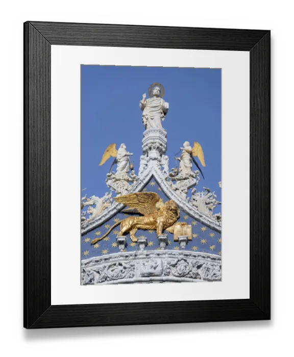 Framed Print : Gilded Lion, statue on the roof, St