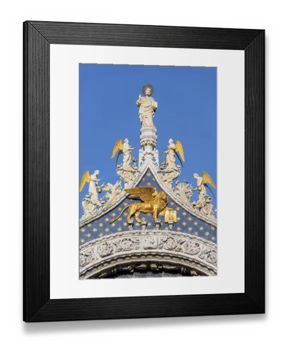 Framed Print : Gilded Lion, statue on the roof, St