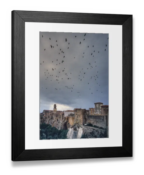 Framed Print : Crows over the old town of Pitigliano Framed Print : Crows over the old town of Pitigliano