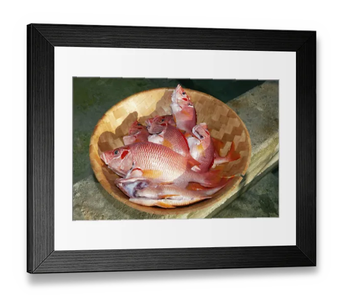 Framed Print : Red edible fish in a bowl, Sabre squirrelfish (Sargocentron spiniferum)