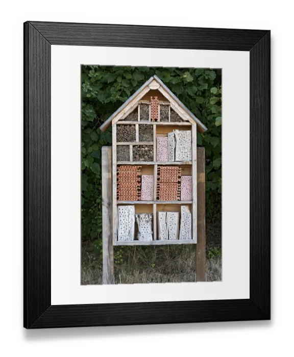 Framed Print : Insect hotel, insect house made from natural materials