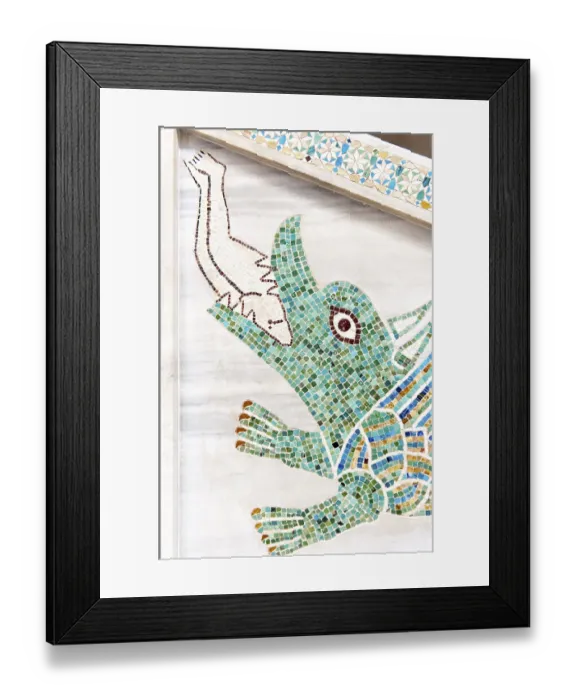 Framed Print : Byzantine mosaic, mythical dragon