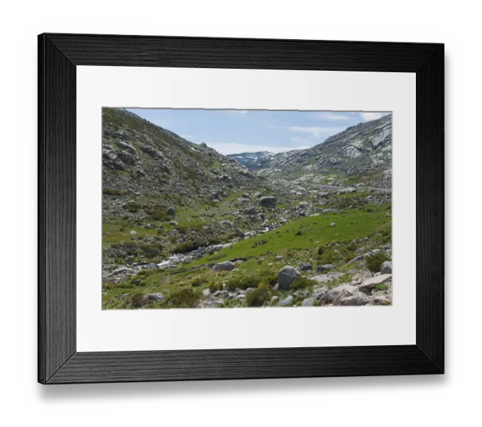 Framed Print : Mountain landscape with a river flowing through a rocky