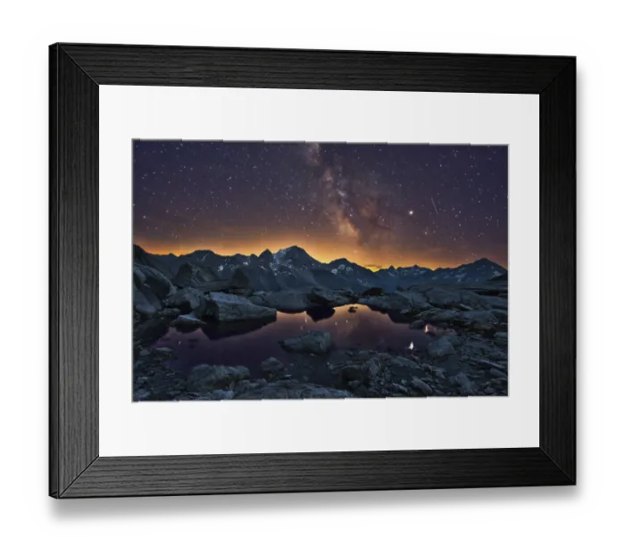 Framed Print : Starry sky with Milky Way, mountains of Uri