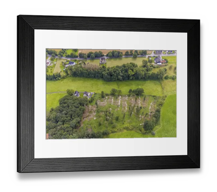 Framed Print : Aerial view, forest with felled trees at Holtkamp in the district Bausenhagen Framed Print : Aerial view, forest with felled trees at Holtkamp in the district Bausenhagen