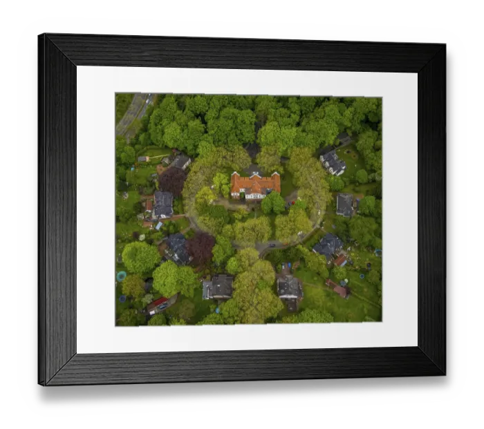 Framed Print : Aerial view, music school of the city of Gladbeck