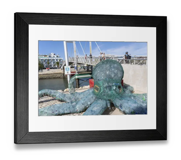 Framed Print : Figure of an octopus, filled with PET bottles Framed Print : Figure of an octopus, filled with PET bottles