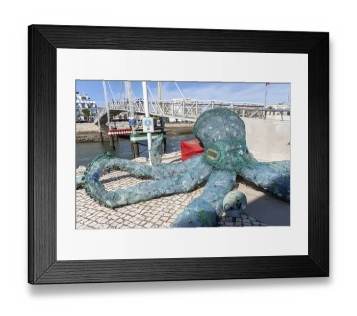 Framed Print : Figure of an octopus, filled with PET bottles Framed Print : Figure of an octopus, filled with PET bottles