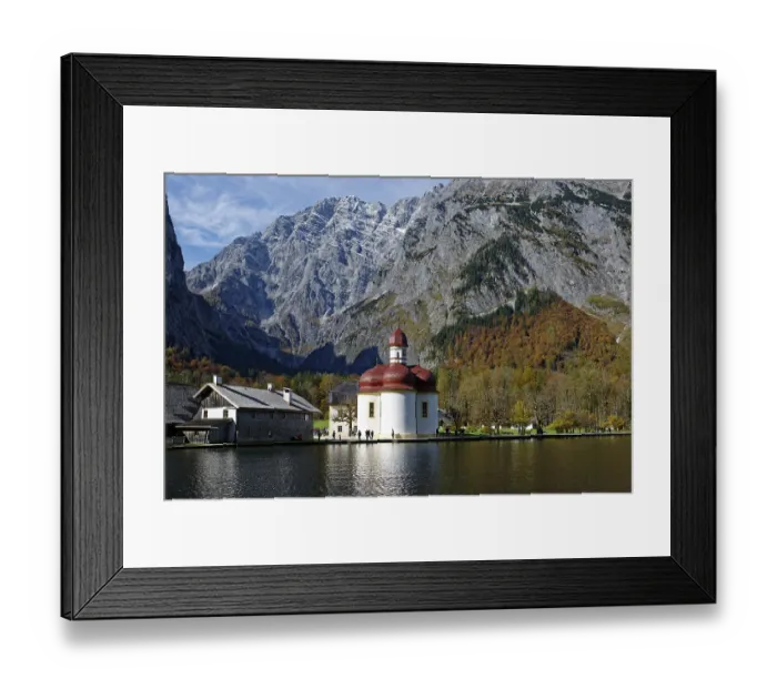 Framed Print : Pilgrimage church St. Bartholoma on the Konigssee lake