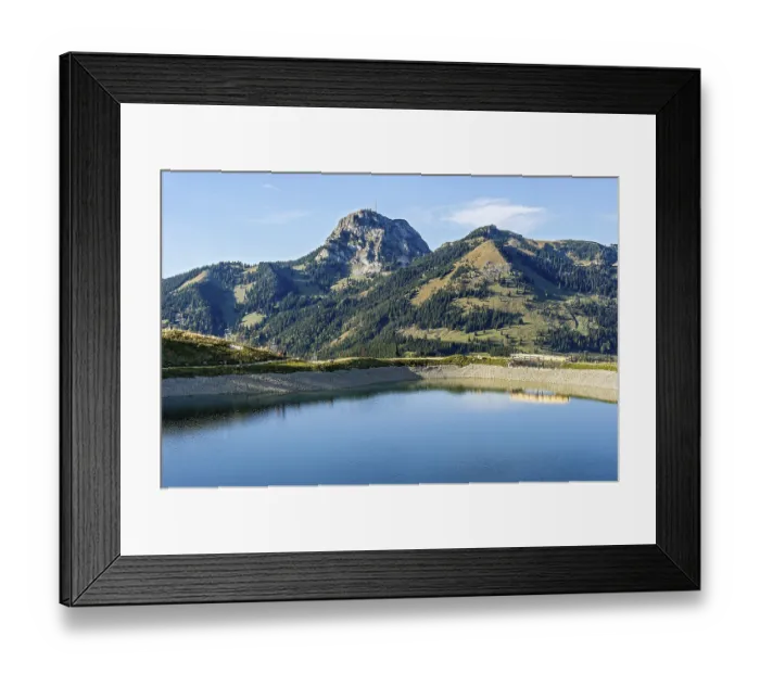 Framed Print : View from Sudelfeld to Wendelstein with reservoir lake Mangfall mountains