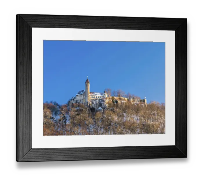 Framed Print : Hohenneufen Castle, Winter, Swabian Alb nature park Park