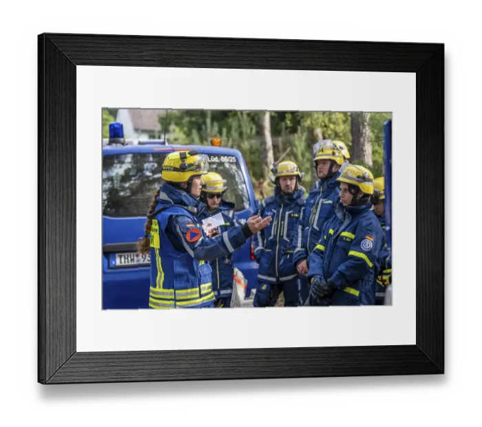 Framed Print : Civil defence exercise scenario