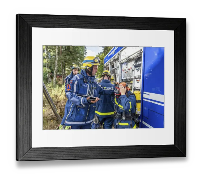 Framed Print : Civil defence exercise scenario