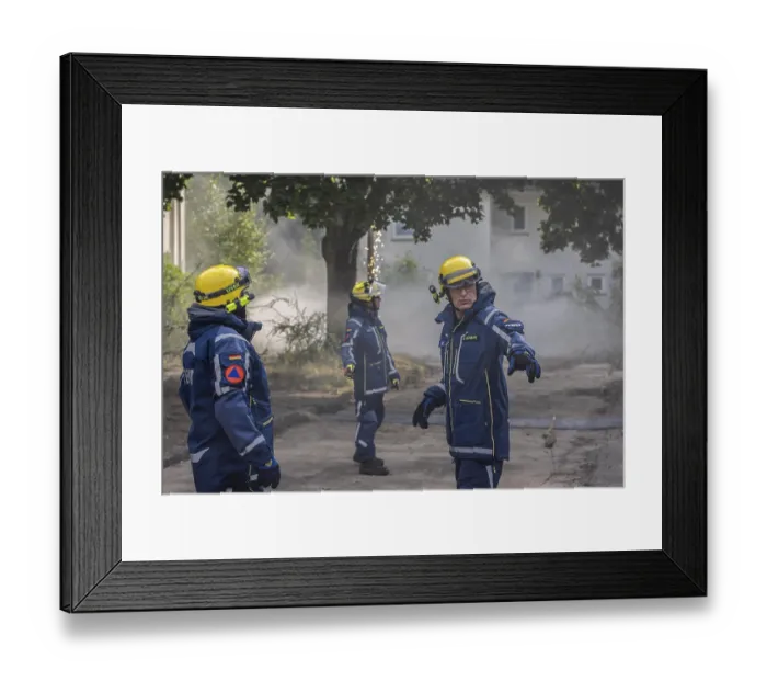 Framed Print : Civil defence exercise scenario Framed Print : Civil defence exercise scenario