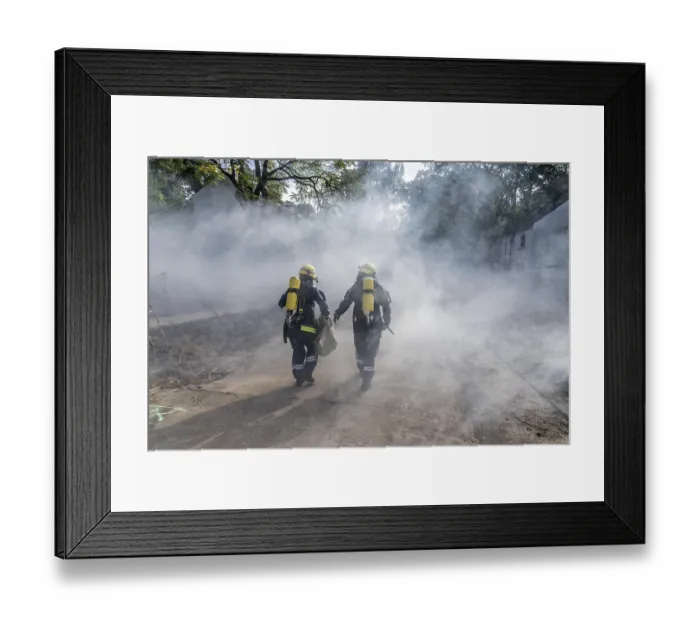 Framed Print : Civil defence exercise scenario Framed Print : Civil defence exercise scenario