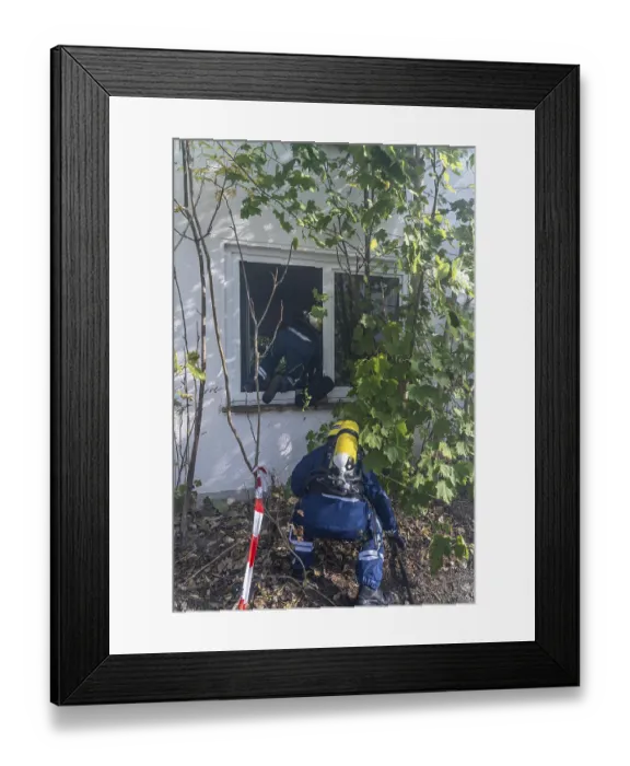 Framed Print : Civil defence exercise scenario Framed Print : Civil defence exercise scenario