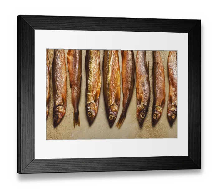 Framed Print : Cold smoked capelin, on the table