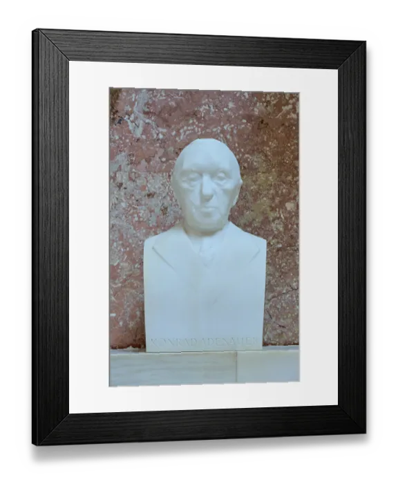 Framed Print : Serious marble bust of Konrad Adenauer
