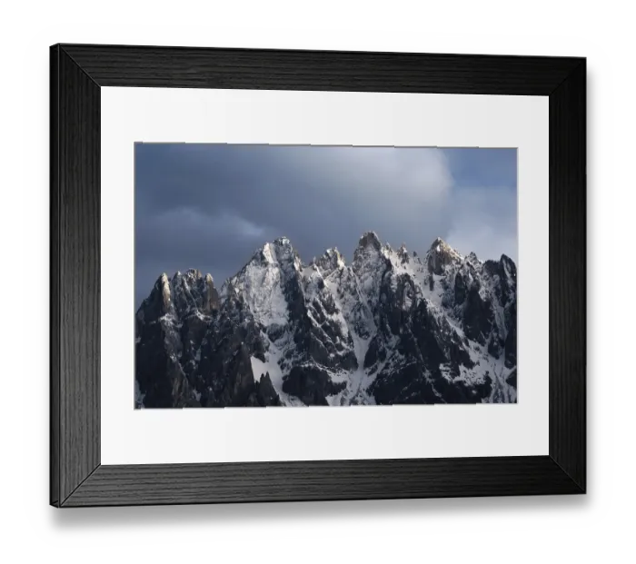 Framed Print : Close-up of mountain peaks of the Haunold Group in the evening light