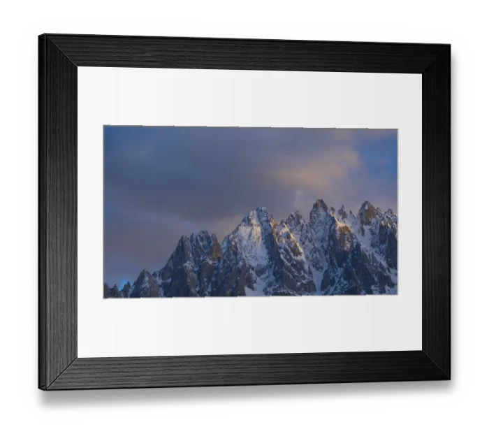 Framed Print : Close-up of mountain peaks of the Haunold Group in the evening light
