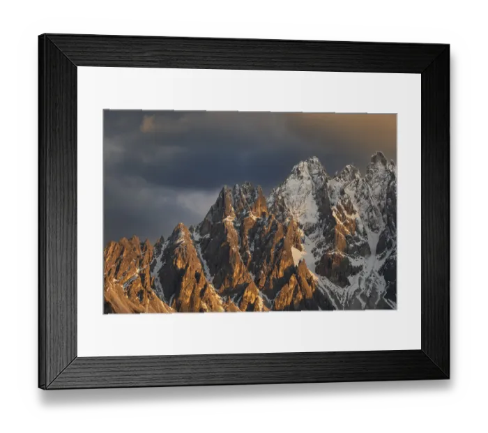 Framed Print : Close-up of mountain peaks of the Haunold Group in the evening light