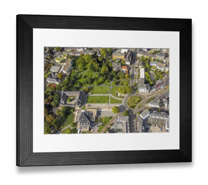 Framed Print : Aerial view, municipal park, Dinslaken Castle and Palace Framed Print : Aerial view, municipal park, Dinslaken Castle and Palace