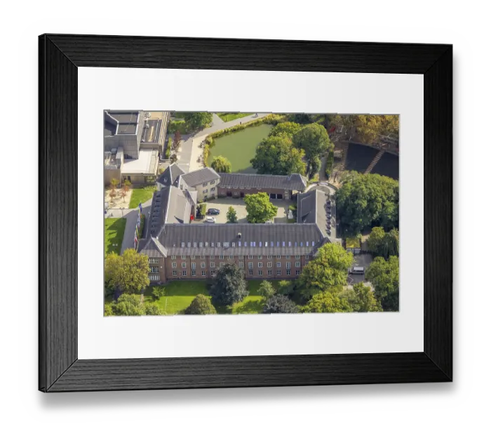 Framed Print : Aerial view, Dinslaken Castle and Palace with tree in the courtyard