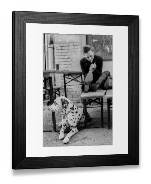 Framed Print : Germany, Berlin, 24.09.1992, Woman with Dalmatian