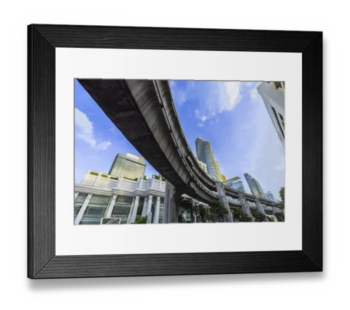 Framed Print : Thailand, Bangkok downtown business and financial district panoramic skyline