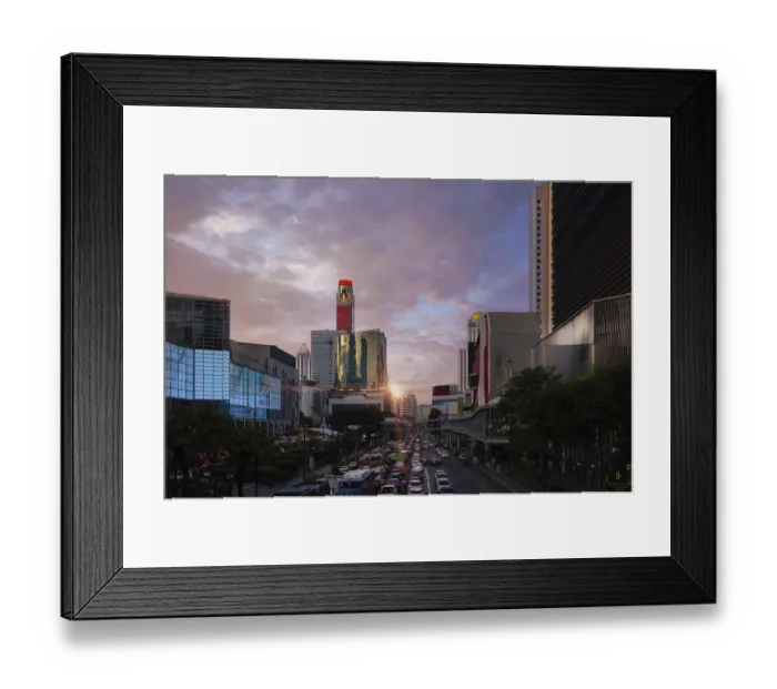 Framed Print : Thailand, Bangkok downtown business and financial district panoramic skyline