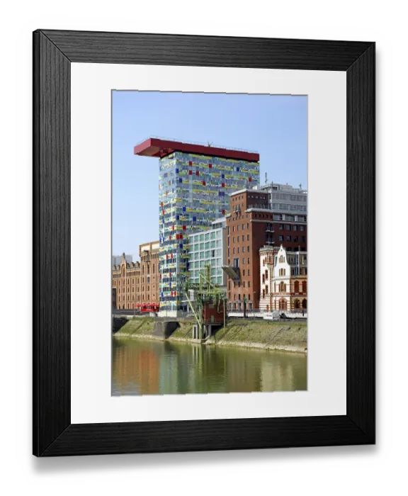 Framed Print : Colorium building, modern architecture at the commercial harbour Framed Print : Colorium building, modern architecture at the commercial harbour