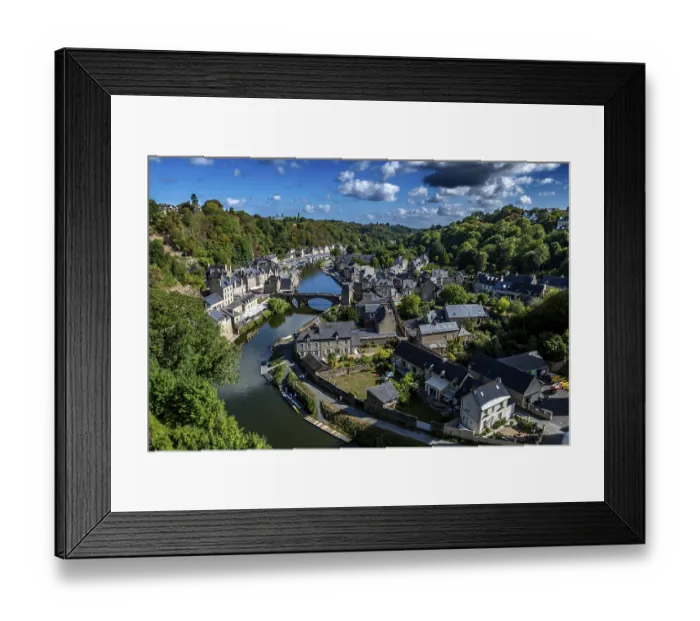 Framed Print : Breton Village Dinan With Half-Timbered Houses And River La Rance In Department Ille et Vilaine In Brittany