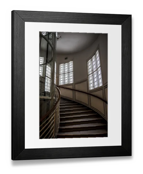 Framed Print : Staircase With Curved Steps In Historic Art Nouveaux Building In The Inner City Of Vienna In Austria