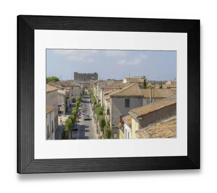 Framed Print : High angle view of a commune named Aigues-Mortes in France