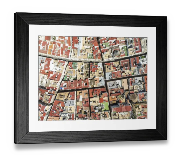 Framed Print : Streets and rooftops in the town of Cadiz
